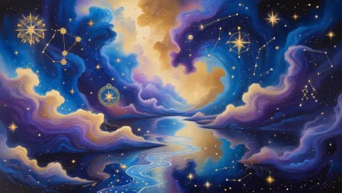 A vibrant, surreal dreamscape