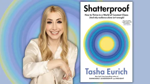 Dr. Tasha Eurich with her book Shatterproof