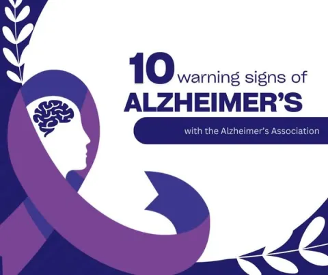 Alzheimer's Association logo with words 10 Warning Signs of Alzheimer’s
